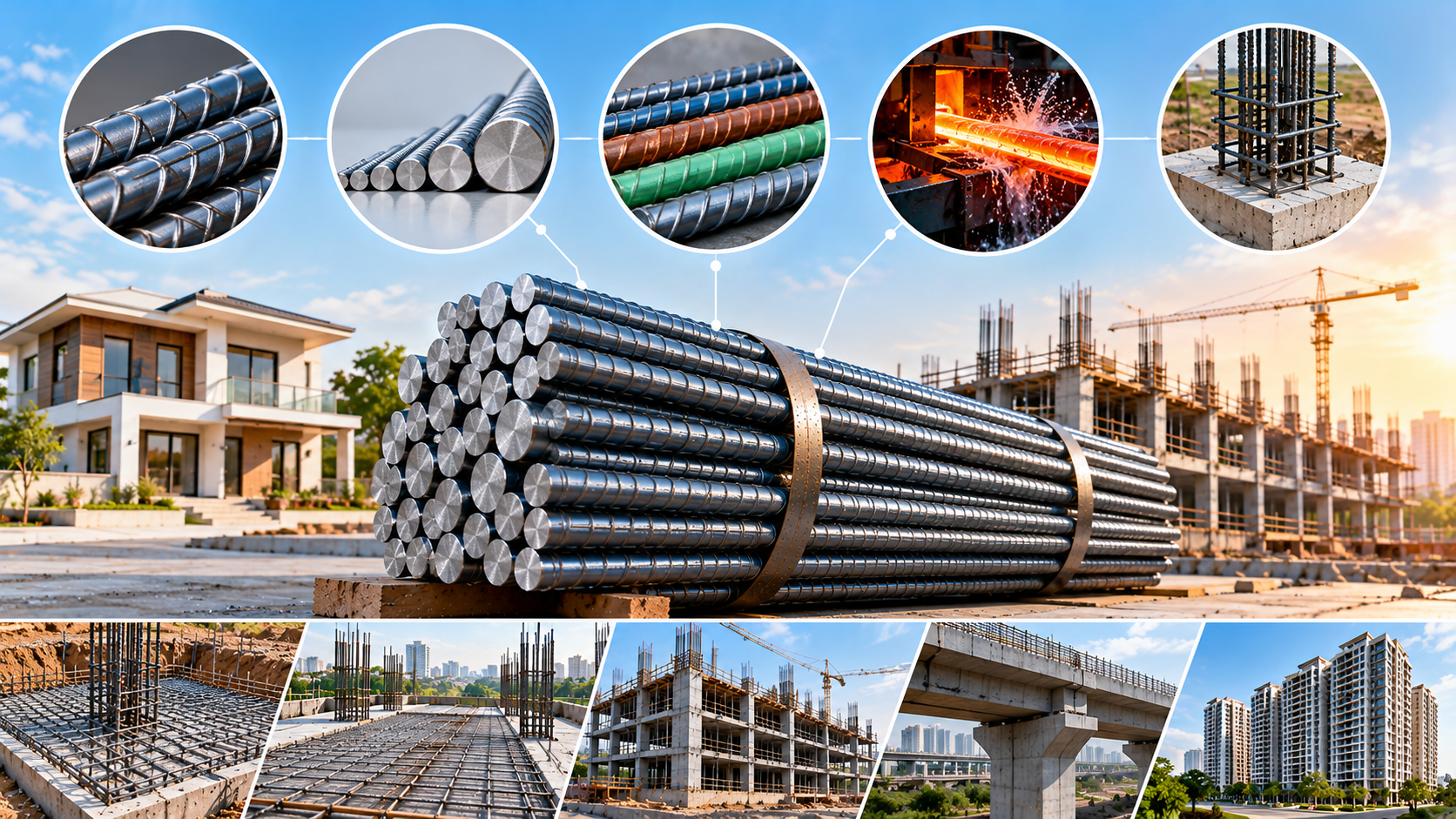 TMT Steel Bars: Types, Grades, Sizes and Uses in Construction 